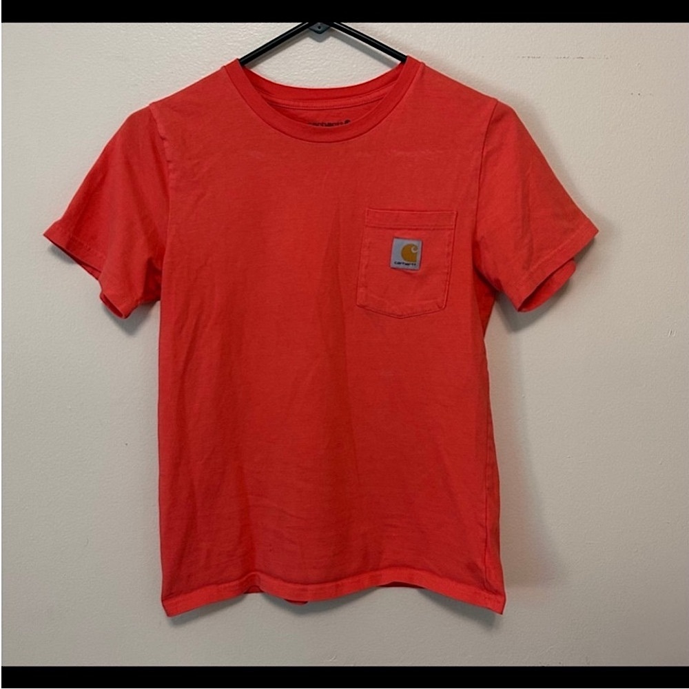 Carhartt Vibrant Coral Colored Tee with Pocket - Picture 2 of 6
